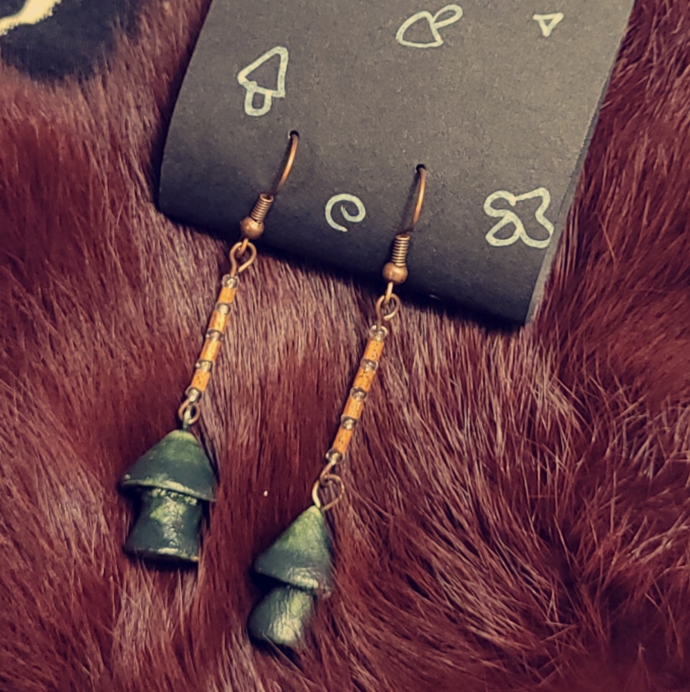 Handcrafted Clay Mushroom Earrings!